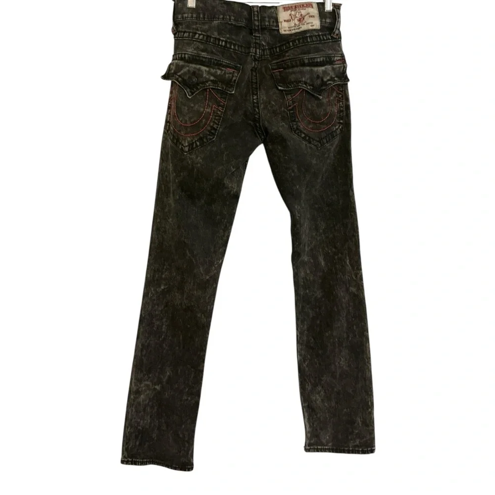True Religion Men's Black Acid-Wash Slim Straight‎ Jeans size 30X31